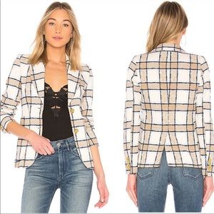 NWT Smythe Portrait Neck Blazer Chesterfield Plaid
